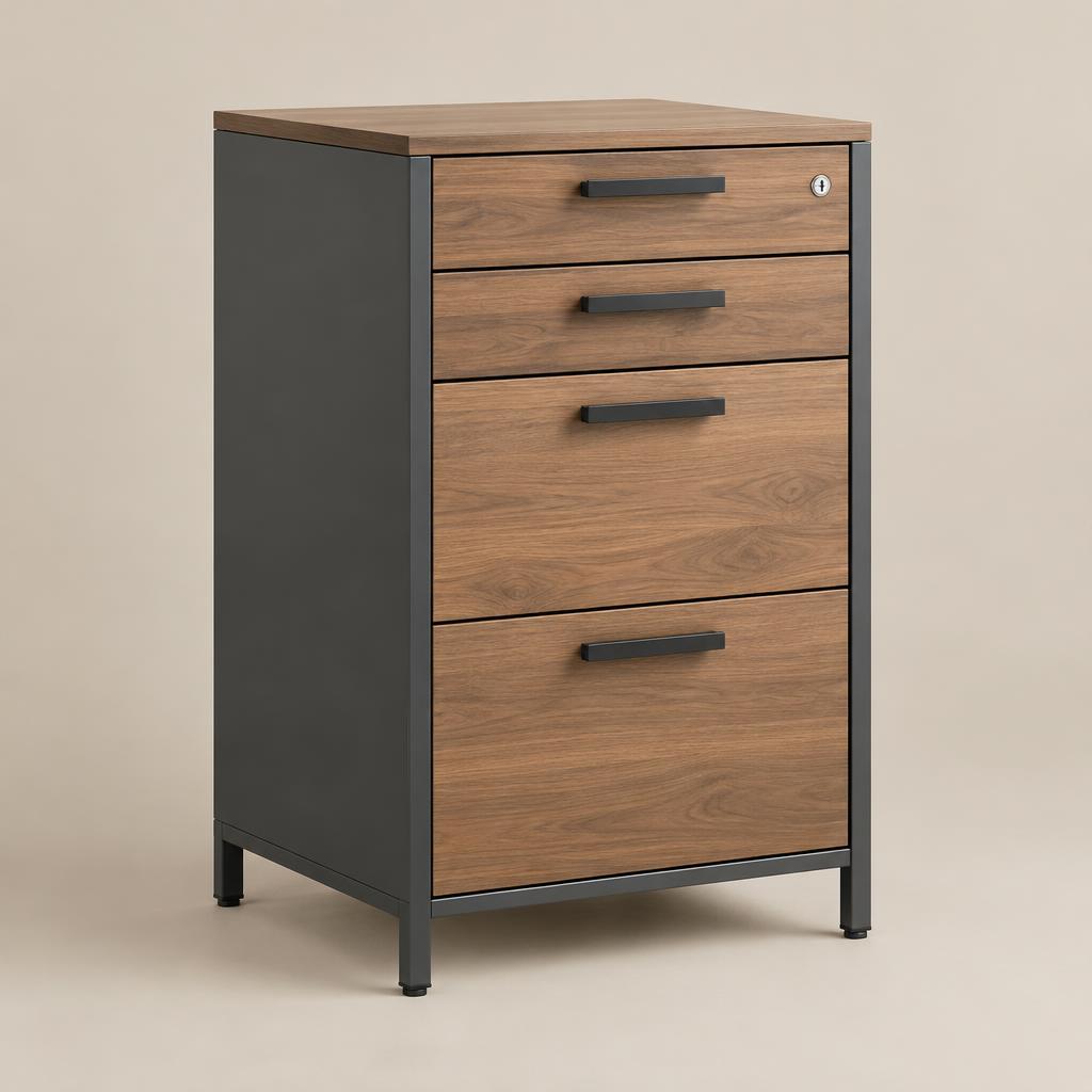 Forma Steel & Walnut Filing Cabinet